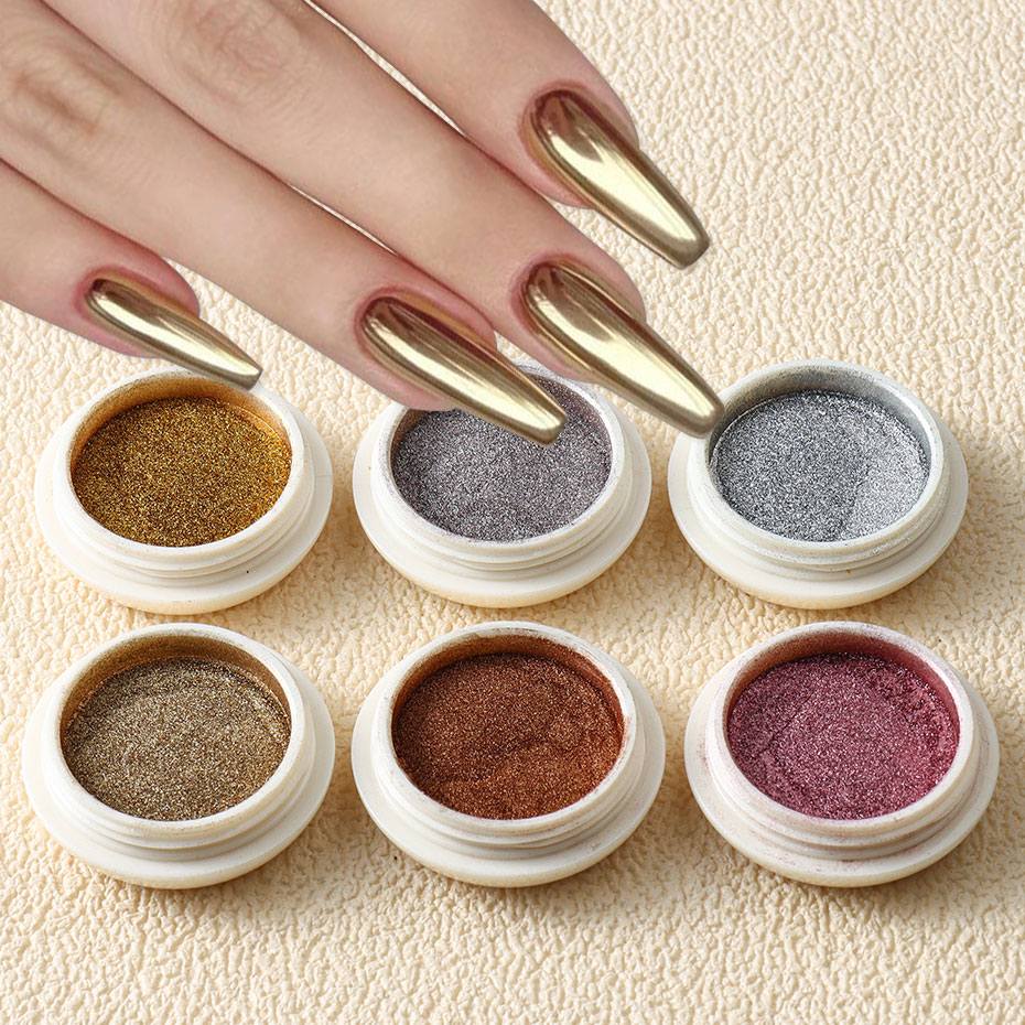 Mica Powder Colorant - 6szt Gold Metallic Mirror Glitter Nail